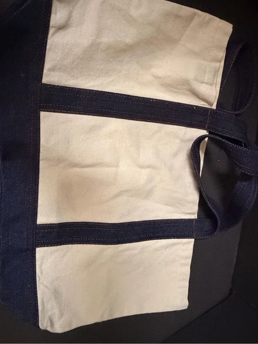 Neiman Marcus Men's Cream and Navy Canvas Messenger Tote